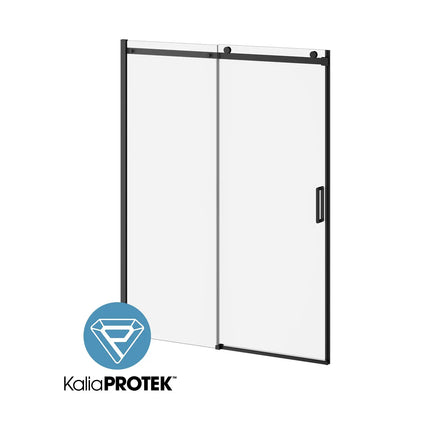 Kalia KONCEPT-II with KaliaProtek 60''x77'' Alcove Sliding Shower Door with Fixed and Mobile Panel (Right Opening) Matte Black Clear Glass With Film DR2035-160-004 - Plumbing Market