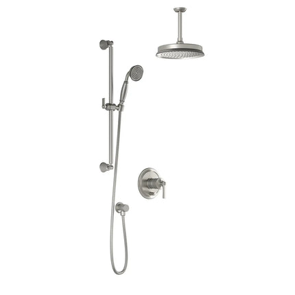 Kalia RUSTIK PB4 (Valve Not Included) : Pressure Balance Shower System Vertical Ceiling Arm Pure Nickel PVD BF1517-125-001 - Plumbing Market