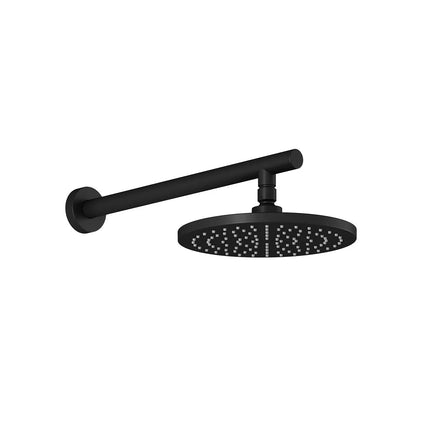 Kalia RoundOne220mm (8 ⅝'') Rainhead and 90 Degrees Wall Arm Matte Black BF1633-160 - Plumbing Market