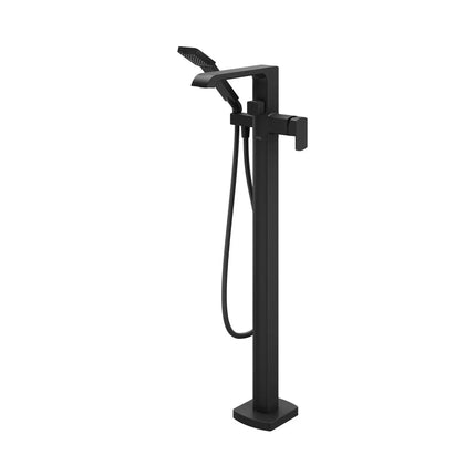 Kalia SOBRIO Floormount Tub Filler with Handshower - Cartridge Included Without Rough-In - Matte Black BF1861-160 - Plumbing Market