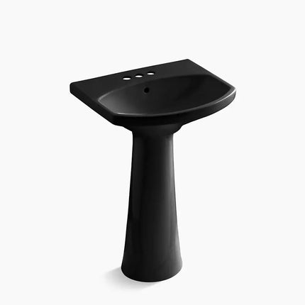 Kohler Cimarron 22-3/4" rectangular pedestal bathroom sink Black - Plumbing Market