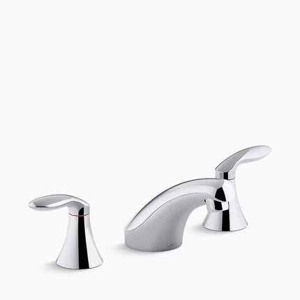 Kohler Coralais Widespread bathroom sink faucet with lever handles, less drain and lift rod K-15265-4NDRA-CP - Plumbing Market