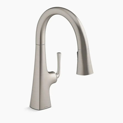 Kohler Graze Pull-down kitchen sink faucet with three-function sprayhead K-22063-VS - Plumbing Market