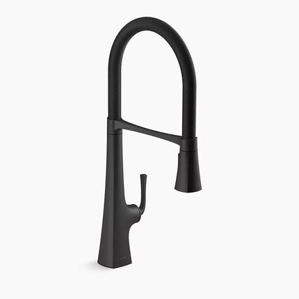 Kohler Graze Semi-professional kitchen sink faucet with three-function sprayhead K-22060-BL - Plumbing Market