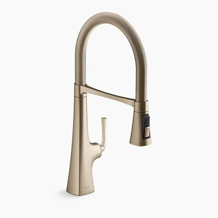 Kohler Graze Semi-professional kitchen sink faucet with three-function sprayhead K-22061-BV - Plumbing Market