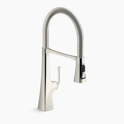 Kohler Graze Semi-professional kitchen sink faucet with three-function sprayhead K-22061-SN - Plumbing Market