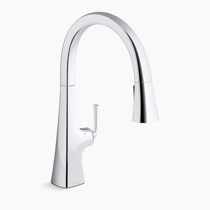 Kohler Graze Touchless pull-down kitchen sink faucet with three-function sprayhead K-22068-CP - Plumbing Market