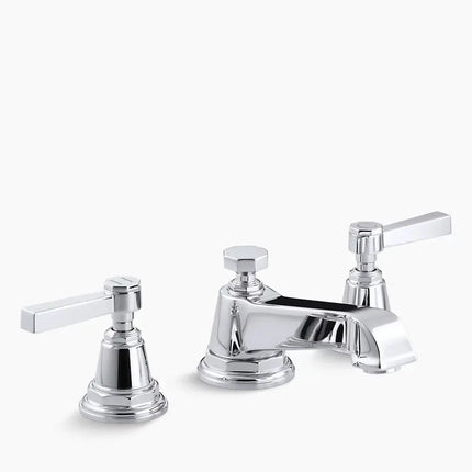 Kohler Pinstripe Widespread bathroom sink faucet with Lever handles, 1.2 gpm K-13132-4A-CP - Plumbing Market