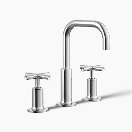 Kohler Purist Widespread bathroom sink faucet with Cross handles, 1.2 gpm K-14406-3-CP - Plumbing Market