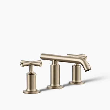 Kohler Purist Widespread bathroom sink faucet with Cross handles, 1.2 gpm K-14410-3-BV - Plumbing Market