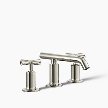 Kohler Purist Widespread bathroom sink faucet with Cross handles, 1.2 gpm K-14410-3-SN - Plumbing Market