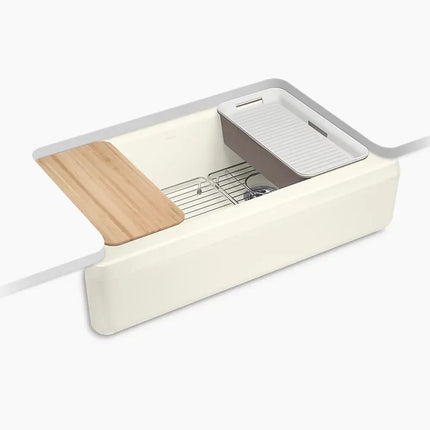 Kohler Riverby 35-3/4" undermount single-bowl farmhouse workstation kitchen sink K-24564-PC-96 - Plumbing Market