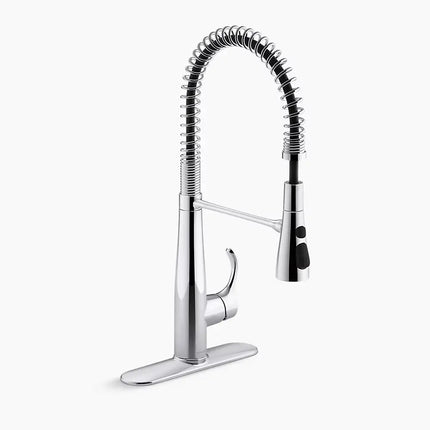 Kohler Simplice Semi-professional kitchen sink faucet with three-function sprayhead K-22033-CP - Plumbing Market