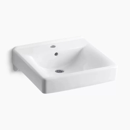 Kohler Soho® 20" x 18" wall-mount/concealed arm carrier bathroom sink in white - Plumbing Market