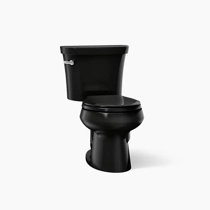 Kohler Wellworth Two-piece round-front toilet, 1.6 gpf in Black - Plumbing Market