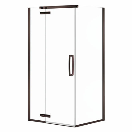 Link Curve Rectangular 42 x 34 x 75 in. 8mm Pivot Shower Door for Corner Installation with Clear glass in Dark Bronze - Plumbing Market