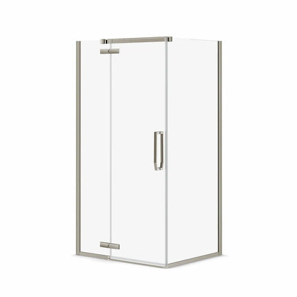 Link Rectangular 42 x 34 x 75 in. 8mm Pivot Shower Door for Corner Installation with Clear glass in Brushed Nickel - Plumbing Market