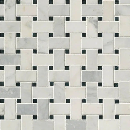 MSI Surfaces Arabescato Carrara Basketweave Mosaic SMOT-ARA-BWP - Plumbing Market