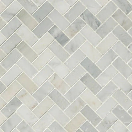 MSI Surfaces Arabescato Carrara Herringbone Mosaic SMOT-ARA-HBH - Plumbing Market