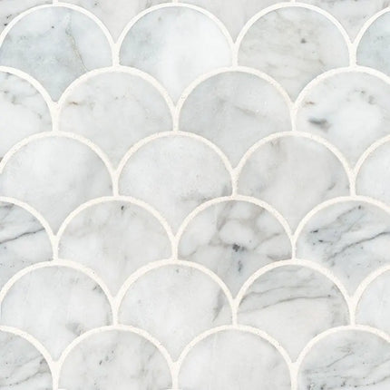 MSI Surfaces Calacatta Blanco Scallop Mosaic SMOT-CALBLA-SCALOP10MM - Plumbing Market