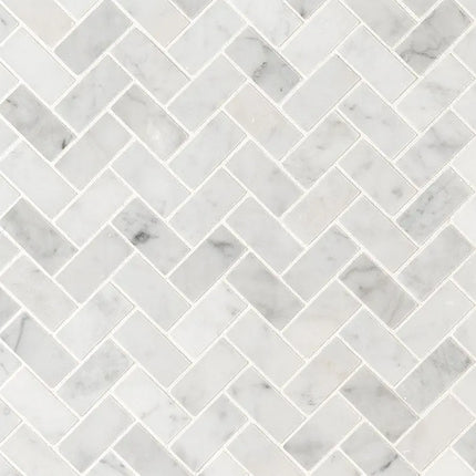 MSI Surfaces Carrara White 1X2 Herringbone Honed SMOT-CAR-1X2HBH - Plumbing Market