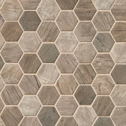 MSI Surfaces Driftwood Hexagon Mosaic Tile SMOT-GLS-DRIFT6MM - Plumbing Market