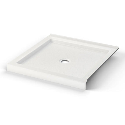 Maax B3Round 3636 Acrylic Corner Left or Right Shower Base in White with Anti-slip Bottom with Center Drain 410000-540-001-000 - Plumbing Market