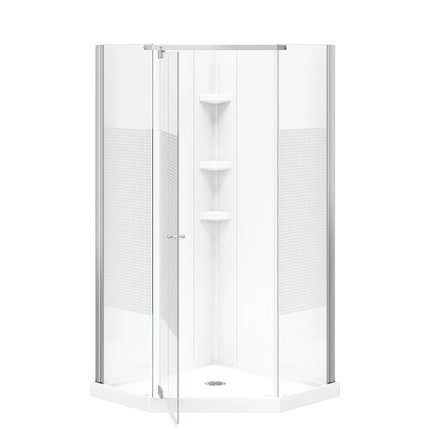 Maax Begonia Carbon 36 x 36 Polystyrene Center Drain Shower Kit in White with Carbon glass in Chrome 300012-000-129-104 - Plumbing Market