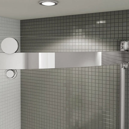 Maax Halo Round 36 x 36 x 76 in Sliding Shower Door for Corner Installation with Clear glass in Chrome 139399-900-084-001 - Plumbing Market