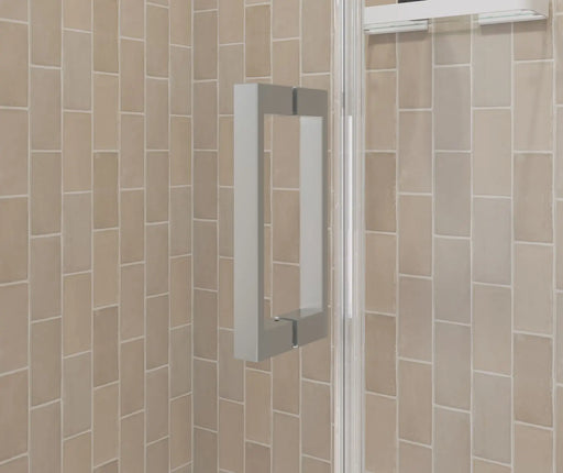 Maax Manhattan 25-27 x 68 in. 6 mm Pivot Shower Door for Alcove Installation with Clear glass & Square Handle in Brushed Nickel 138261-900-305-101 - Plumbing Market