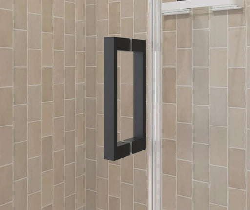 Maax Manhattan 57-59 x 68 in. 6 mm Pivot Shower Door for Alcove Installation with Clear glass & Square Handle in Matte Black 138277-900-340-101 - Plumbing Market
