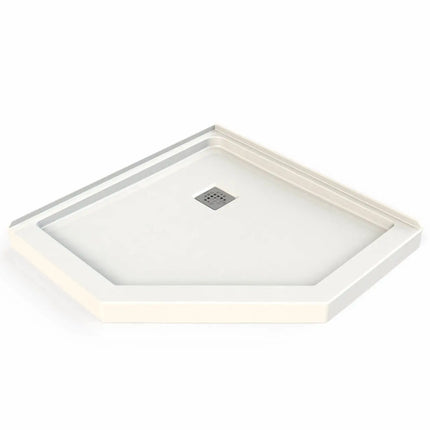 Maax Neo-Angle Base 38 Acrylic Corner Left or Right Shower Base with Corner Drain in White 106380-000-001-000 - Plumbing Market