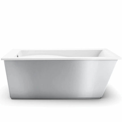 Maax Optik 6032 F Acrylic Freestanding End Drain Aerofeel Bathtub in White with Sterling Silver Skirt 105571-055-006 - Plumbing Market