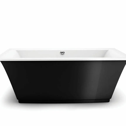 Maax Optik 6636 F Acrylic Freestanding Center Drain Aerofeel Bathtub in White with Black Skirt 105742-055-015 - Plumbing Market