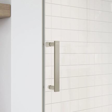 Maax Outback 55 ¼ - 58 ½ x 70 ½ in. 8mm Sliding Shower Door for Alcove Installation with Clear glass in Brushed Nickel 137681-900-305-000 - Plumbing Market