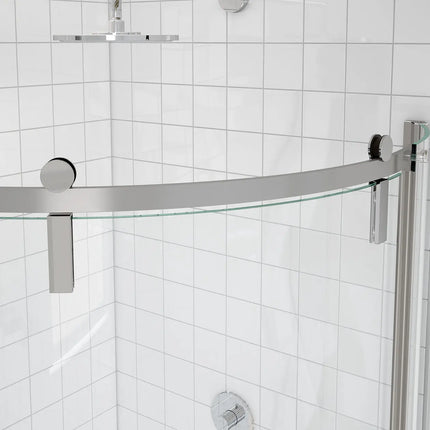 Maax Outback Round 36 x 36 x 75 5/8 in. 8mm Sliding Shower Door for Corner Installation with Clear glass in Chrome 139410-900-084-001 - Plumbing Market