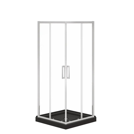 Maax Scarlet 32 x 32 Acrylic Corner Drain Shower Kit in Black with Clear Glass in Chrome 107485-900-084-000 - Plumbing Market