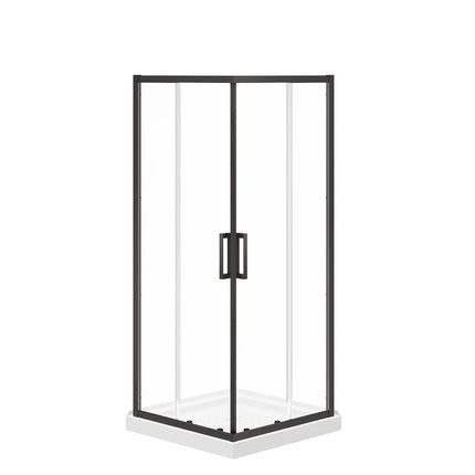 Maax Scarlet 32 x 32 Acrylic Corner Drain Shower Kit in White with Clear Glass in Matte Black 107484-900-340-000 - Plumbing Market