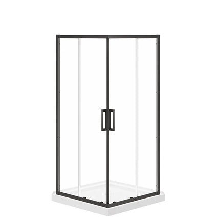 Maax Scarlet 36 x 36 Acrylic Corner Drain Shower Kit in White with Clear Glass in Matte Black 107481-900-340-000 - Plumbing Market