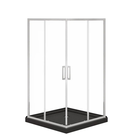 Maax Scarlet 42 x 42 Acrylic Corner Drain Shower Kit in Black with Clear Glass in Chrome 107487-900-084-000 - Plumbing Market