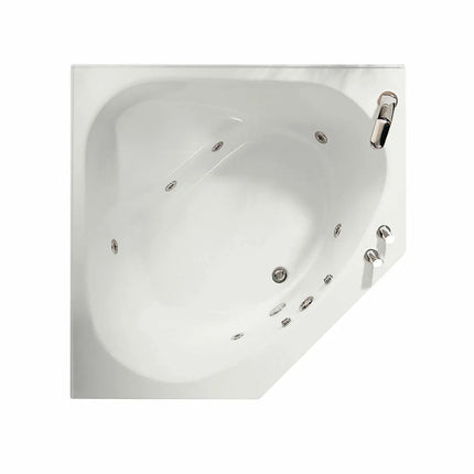 Maax Tandem 5454 Acrylic Corner Center Drain Combined Whirlpool & Aeroeffect Bathtub in White 100875-096-001 - Plumbing Market