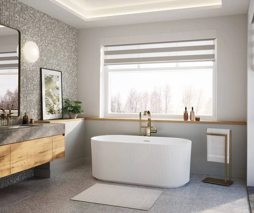 Maax Tori 5932 Acrylic Freestanding Center Drain Bathtub in White Gloss - Plumbing Market