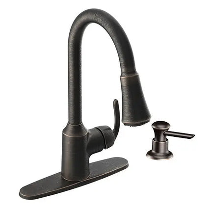 Moen Bayhill Mediterranean Bronze One-Handle High Arc Pulldown Kitchen Faucet CA87094BRB - Plumbing Market