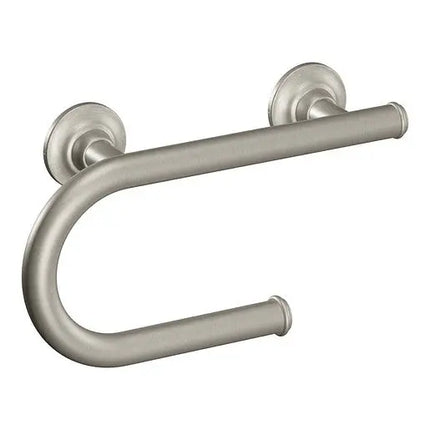 Moen Brushed Nickel 8" Grab Bar With Toilet Paper Holder LR2352DBN - Plumbing Market