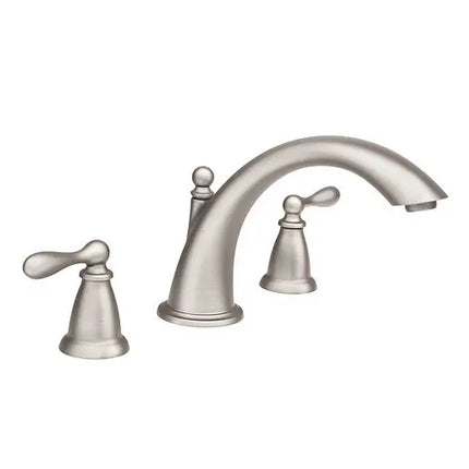 Moen Caldwell Spot Resist Brushed Nickel Two-Handle High Arc Roman Tub Faucet 86440SRN - Plumbing Market