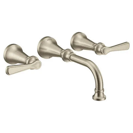 Moen Colinet Brushed Nickel Two-Handle Wall Mount Bathroom Faucet TS44104BN - Plumbing Market