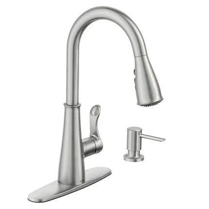 Moen Hadley Spot Resist Stainless One-Handle Pulldown Kitchen Faucet 87245SRS - Plumbing Market