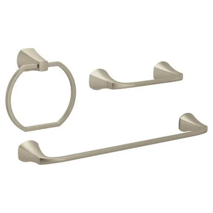 Moen Lindor Spot Resist Brushed Nickel 18" Towel Bar Towel Ring Pivoting Paper Holder MY8793BN - Plumbing Market