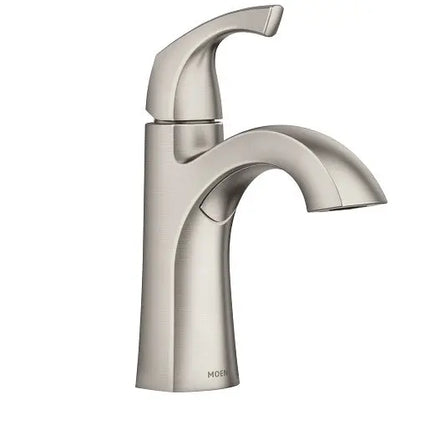 Moen Lindor Spot Resist Brushed Nickel One-Handle High Arc Bathroom Faucet 84505SRN - Plumbing Market