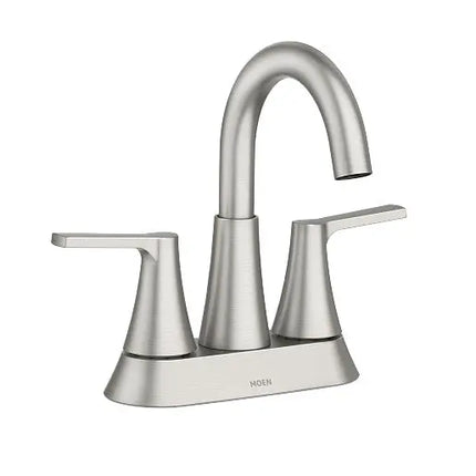 Moen Mikah Spot Resist Brushed Nickel Two-Handle High Arc Bathroom Faucet 84311SRN - Plumbing Market